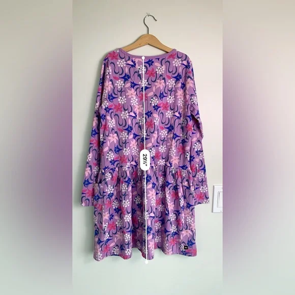 Tea Collection New With Tags Girl's Floral Knit Long Sleeve Dress- Size 14 - Picture 4 of 10